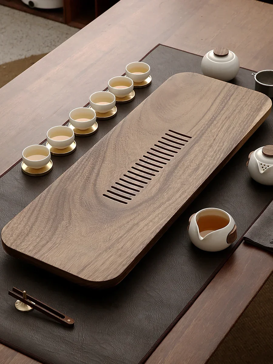 Black Walnut  Plate Solid Wood Household Simple Japanese Small  Table Whole Block Drainage Sea Kung Fu  Set