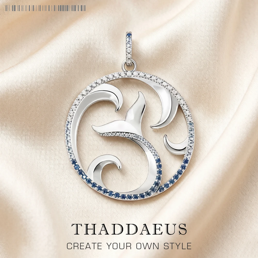 Anhänger Schwanz Fin Und Welle Blau Feine Schmuck Europa 925 Sterling Silber Fröhlich Delphin Trendy Geschenk Für Frau