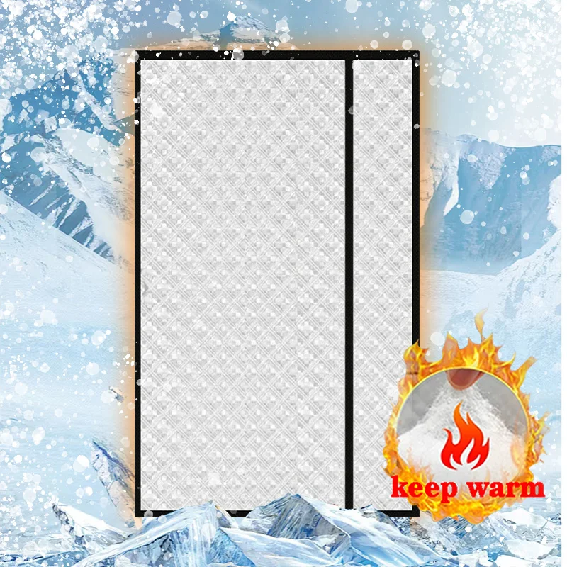 Side opening cotton door curtain for winter warmth, windproof and cold proof, thickened for winter warmth, magnetic self-priming