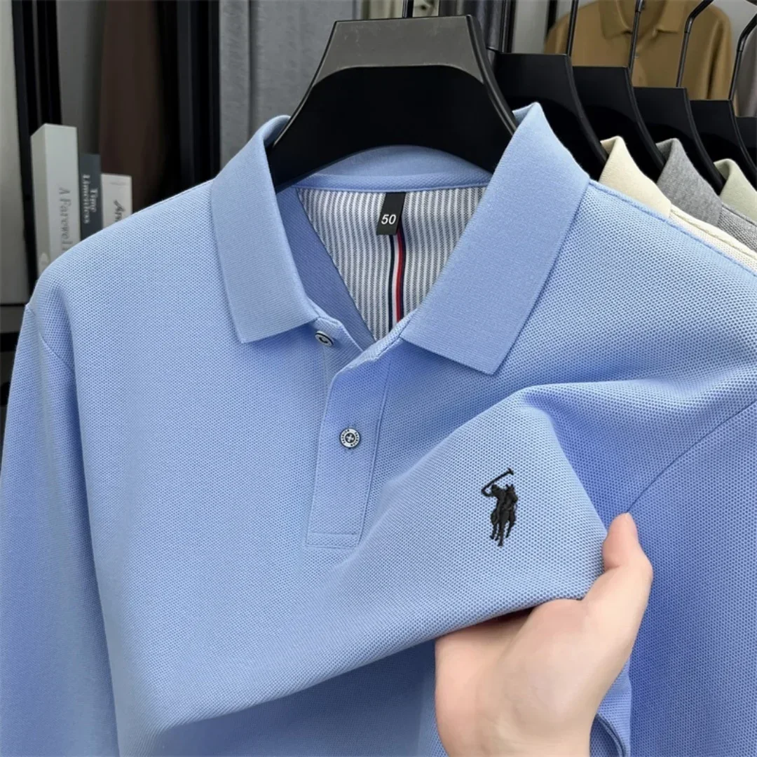 100 % reine Baumwolle, hochwertige Marke, Herren-Polohemd mit langen Ärmeln, Herbst-/Winterkollektion, modisches, luxuriöses Golfoberteil mit Stickerei, lässiges T-Shirt. – Detail 14