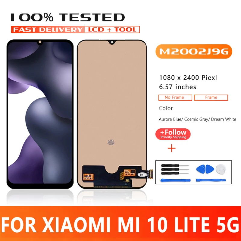 

100% Test Premium Quality LCD For Xiaomi Mi 10 Lite 5G LCD Display Touch Screen Display Digitizer Assambly For Xiaomi M2002J9G