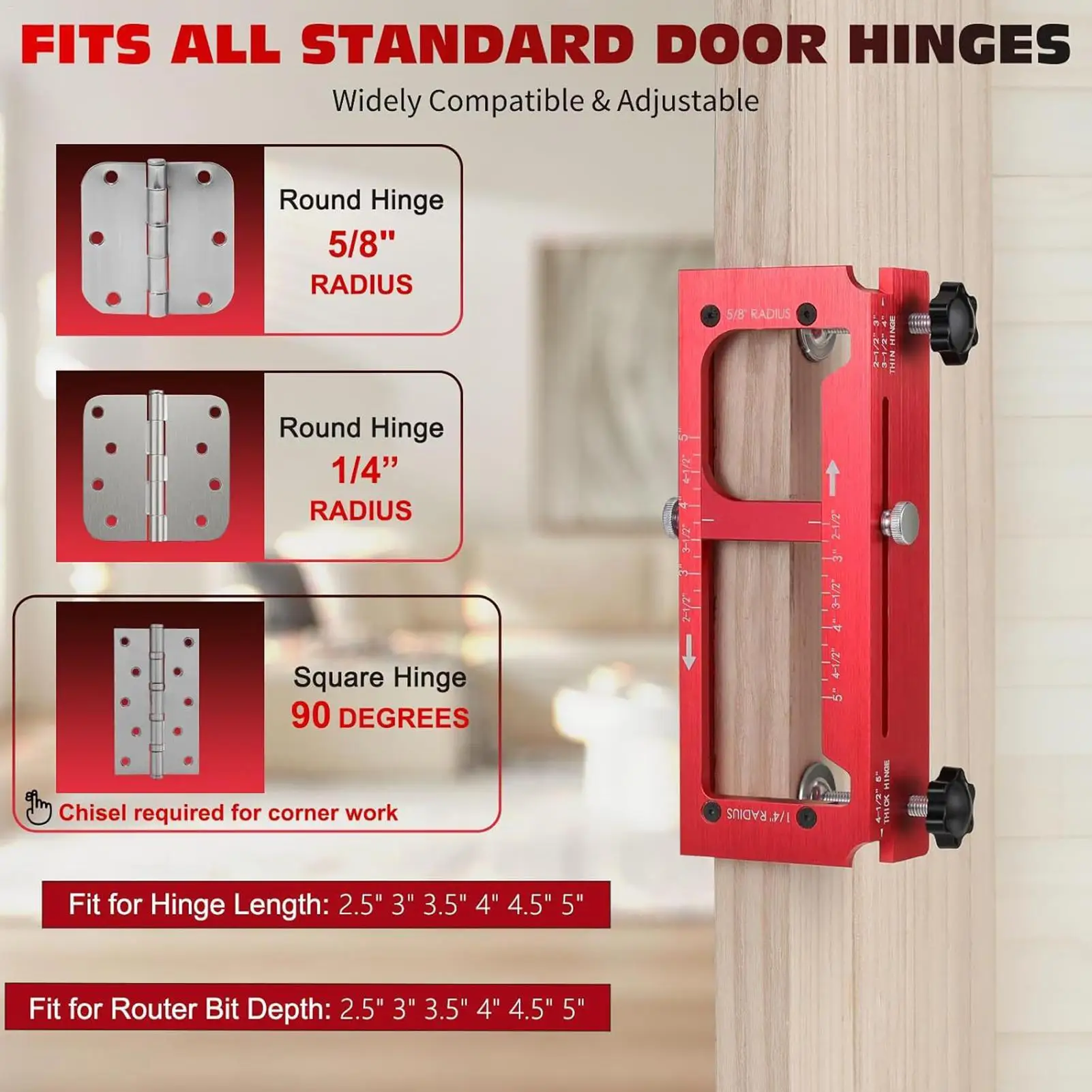 Jig Router Engsel Pintu 2-in-1 Perlengkapan Pertukangan Kayu Kit Pemasangan Engsel Pintu Untuk Tukang Kayu Kontraktor DIY