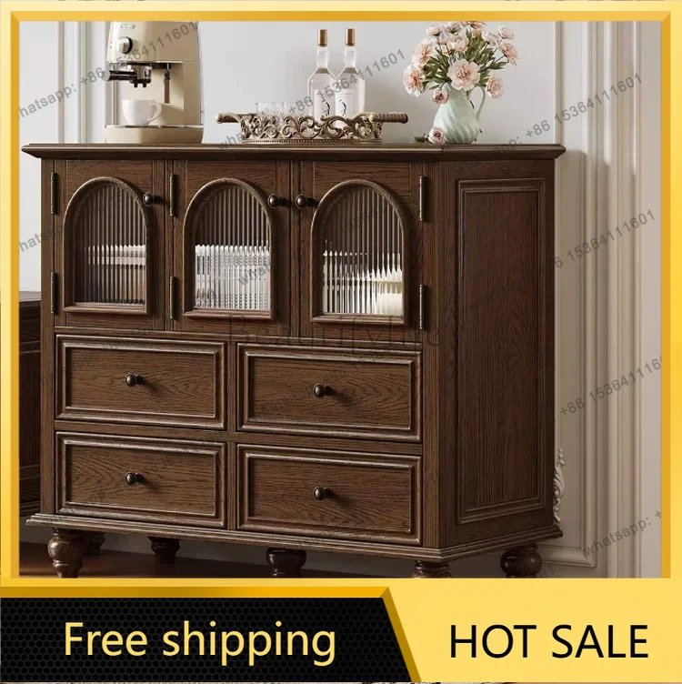 XX. American retro all-solid wood dining side cabinet, living room storage locker