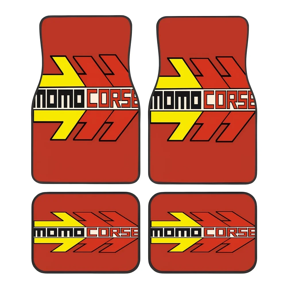 4pcs, Red And Yellow Arrow Text Element Pattern,Themed Car Printed Car Floor Mats, Universal Non-Slip Car Mats Suitable For All
