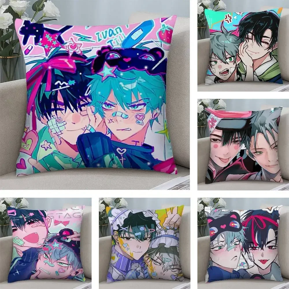 Anime Alien Stage Ivan Till Pillow Case Short plush Double-sided Print Square Throw Pillow Covers Sofa Home Cushion Decor