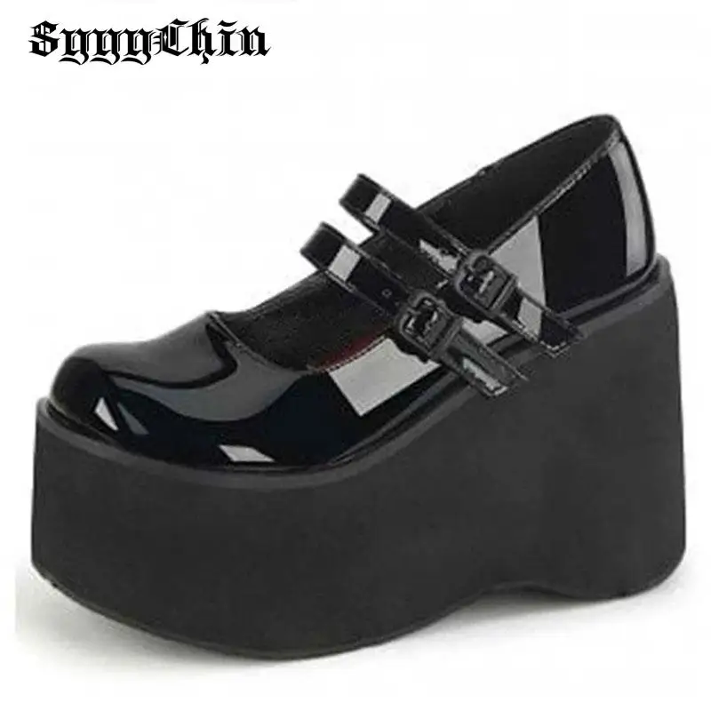 Women Pumps Mary Jane Super High Heel Platform Wedge Spring Ladies Sandals Belt Buckle Classic Sweet Punk Female Lolita Shoes