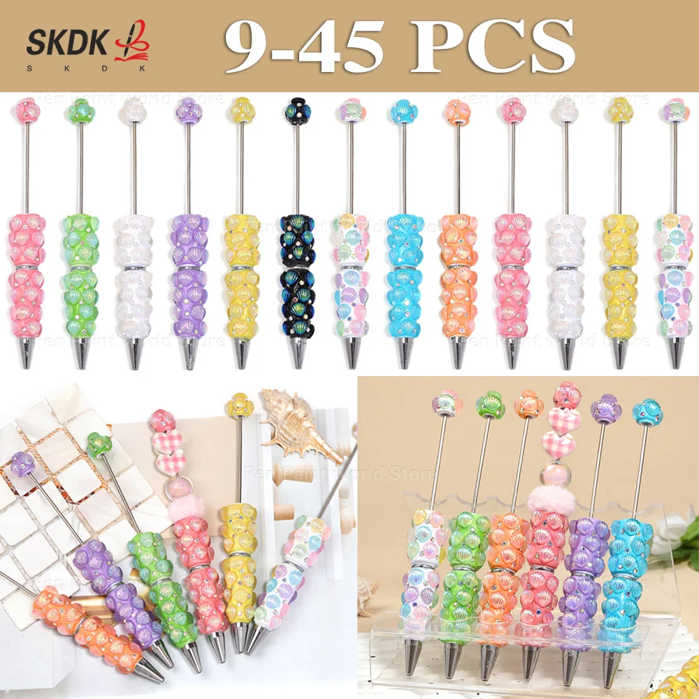 9-45pcs-iridescent-shell-diy-beaded-ballpoint-pen-handcrafted-decor-pen-creative-gift-for-students