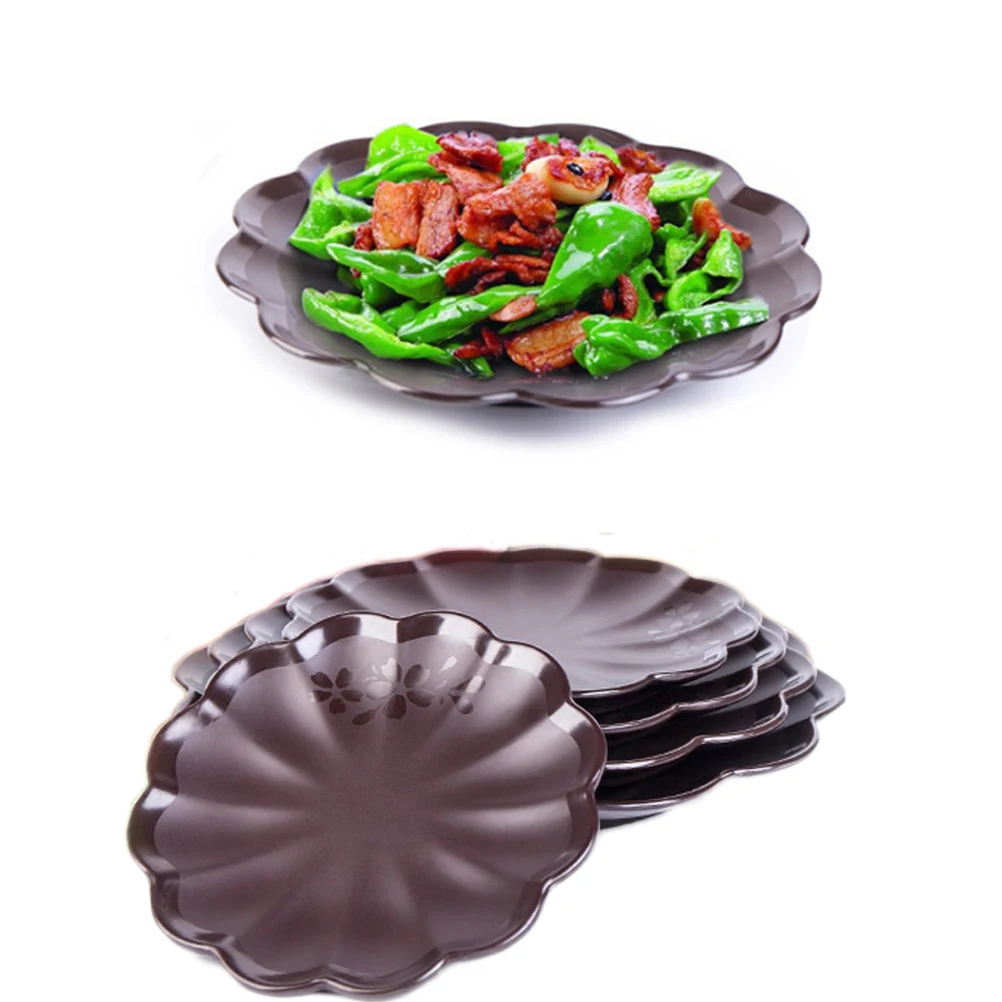 

Edge Round Plate Cherry Blossoms Tray Dessert Storage High Grade Tableware Dinner Plates Melamine Material