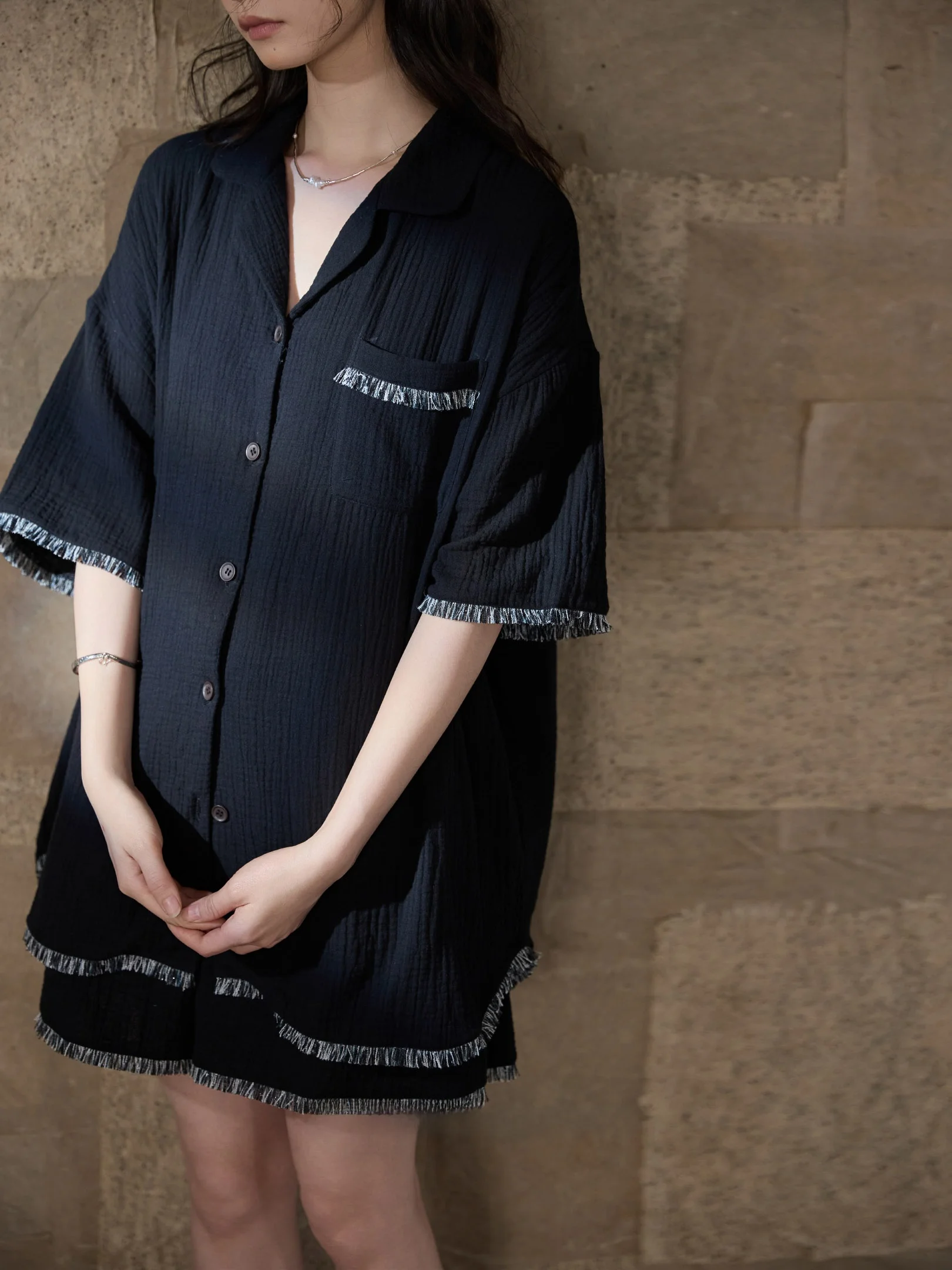 set-pigiama-estivo-comodo-in-puro-cotone-da-donna-vestibilita-ampia-in-garza-a-doppio-strato-con-frange-adatto-anche-come-capospalla-con-imbottitura-sul-petto