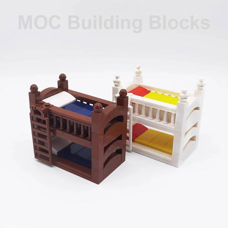 

Bunk Bed Building Blocks Ornaments MOC Creative Furniture Scene Bedroom Children's Bunk Bed Small Particle Bricks DIY Puzzle Toy