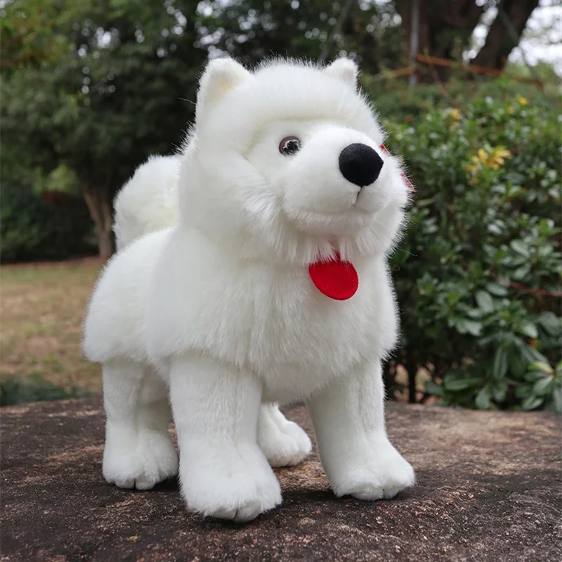 Samoyed Dog High Fidelity Anime Cute Samoye Dog Plushie Plush Toys Lifelike Animals Simulation Stuffed Doll Kawaii Toy Gifts