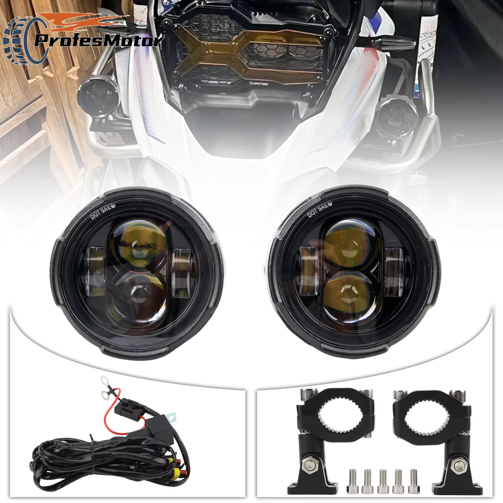 

Enduro Scooters Motorcycle 100W Headlight LED Switch Auxiliary Driving Spotlights For BMW R 1200GS F800GS MT07 MT09 Accessories