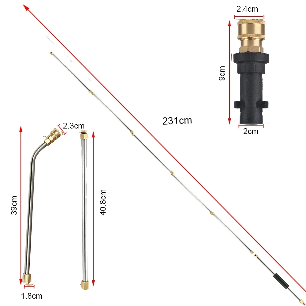 Car Washer Extender High Pressure Gun Nozzle For Karcher K2 - K7 Roof Cleaner Extension Foam Wash Lance Jet Set Auto Accessories