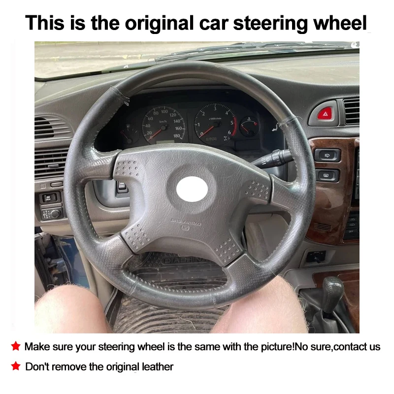 For Nissan Patrol Y61 1997-2004 Hand Sewing Car Auto Steering Wheel Cover Suede Carbonfiber Leather Cow Interior Accessories