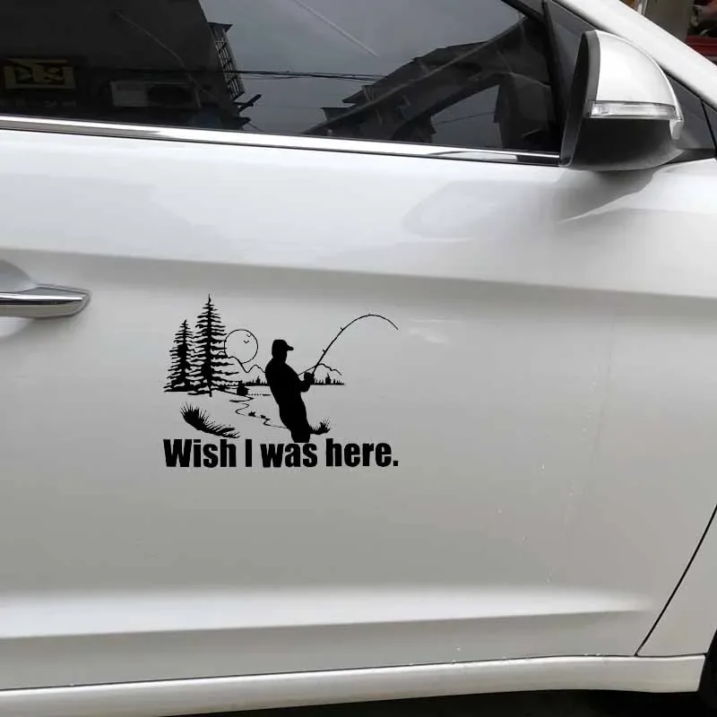 車のステッカー Hope I Am Here 車のステッカー 釣り 漁師 狩猟 屋外 PVC 車の装飾ステッカー ブラック/ホワイト、18cm*13cm