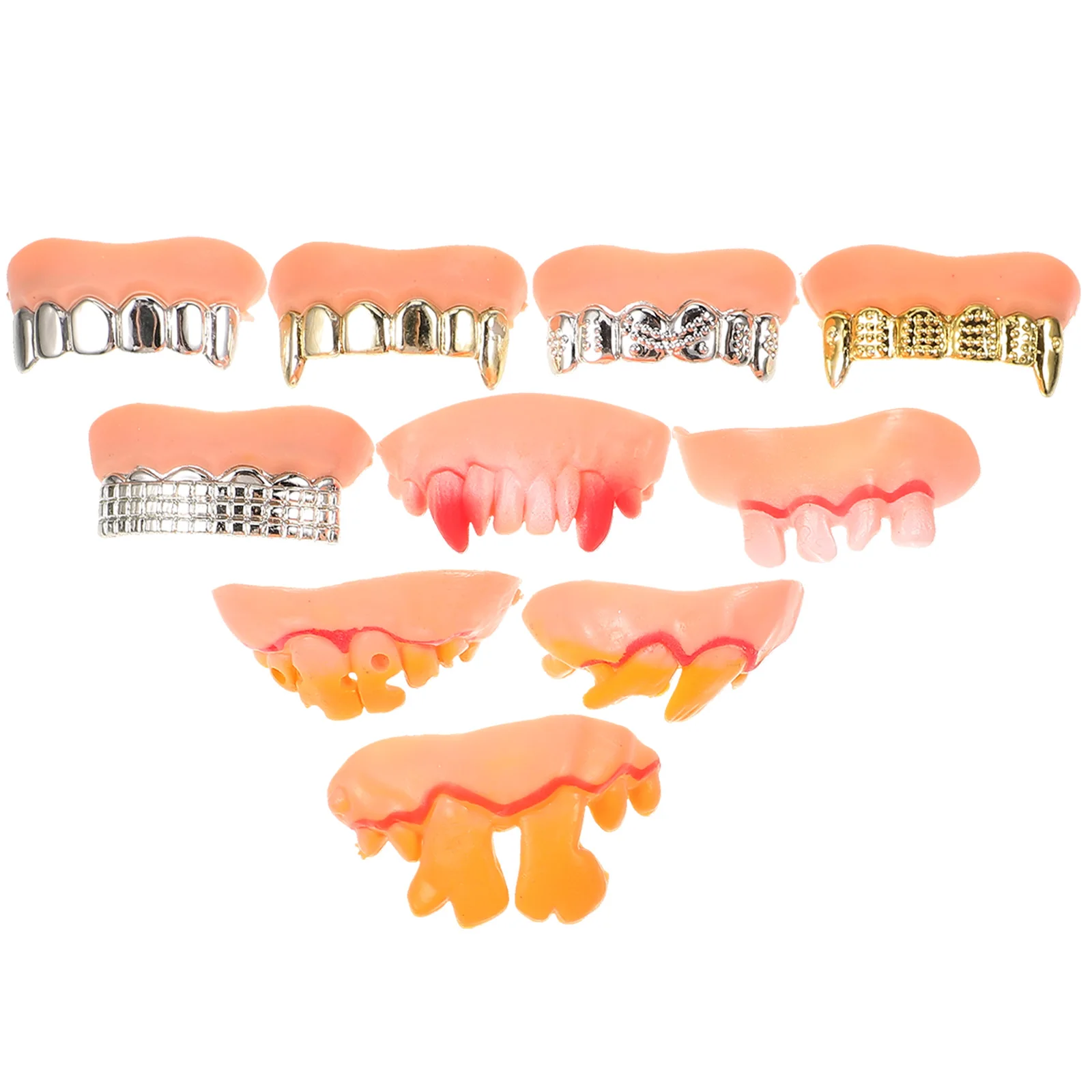 

10 Pcs Denture Halloween Teeth Bad False Tooth Decor Fake Kit Decoration Intimidation
