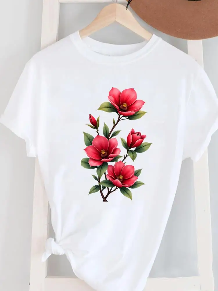 

Clothes Print Tee Women‘s Casual Ladies Graphic T Clothing Fashion 90s Flower Cute Love Woman White Short Sleeve O-neck T-shirts