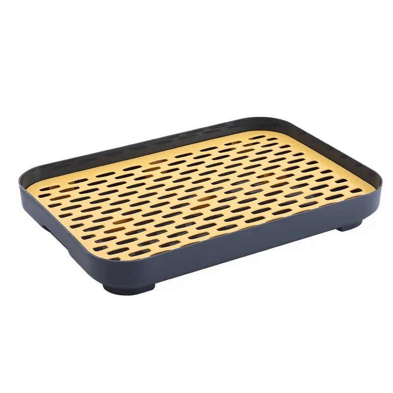 سميكة طبقة مزدوجة البلاستيك الإبداعية طويلة مستطيل صينية الشاي متعددة الوظائف حامل الكأس كأس استنزاف صينية ديكور المنزل