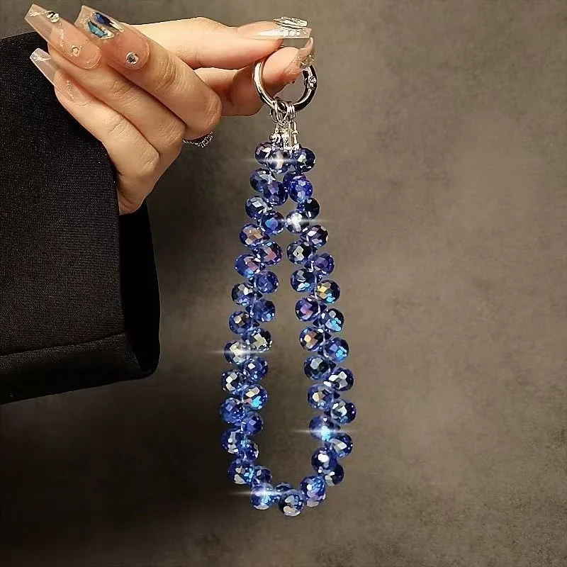 Stylish Bling Bling Crystal Beads Phone Strap Charm Pendant Bracelet for IPhone Airpods Accessories Bag Women Girl Hanging Cord