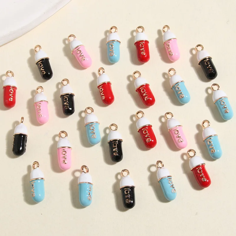 5pcs Gold Color Enamel Medical Pill Charms Medicine Pendant Fit Necklaces Earrings DIY Handmade Jewelry Making Finding Supplies