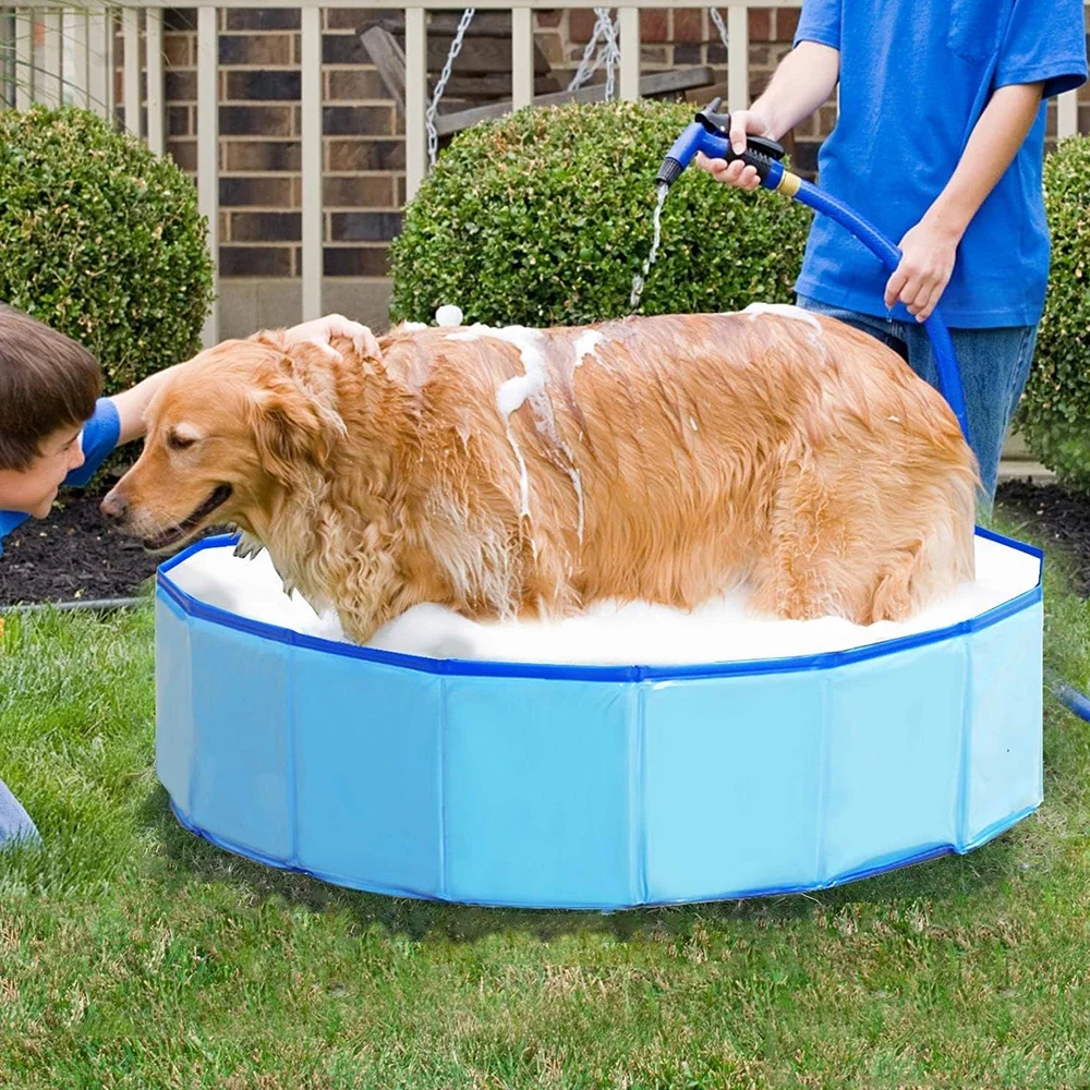 Piscina plegable para perros, piscina portátil de plástico duro para perros, bañera plegable para mascotas al aire libre para perros y gatos