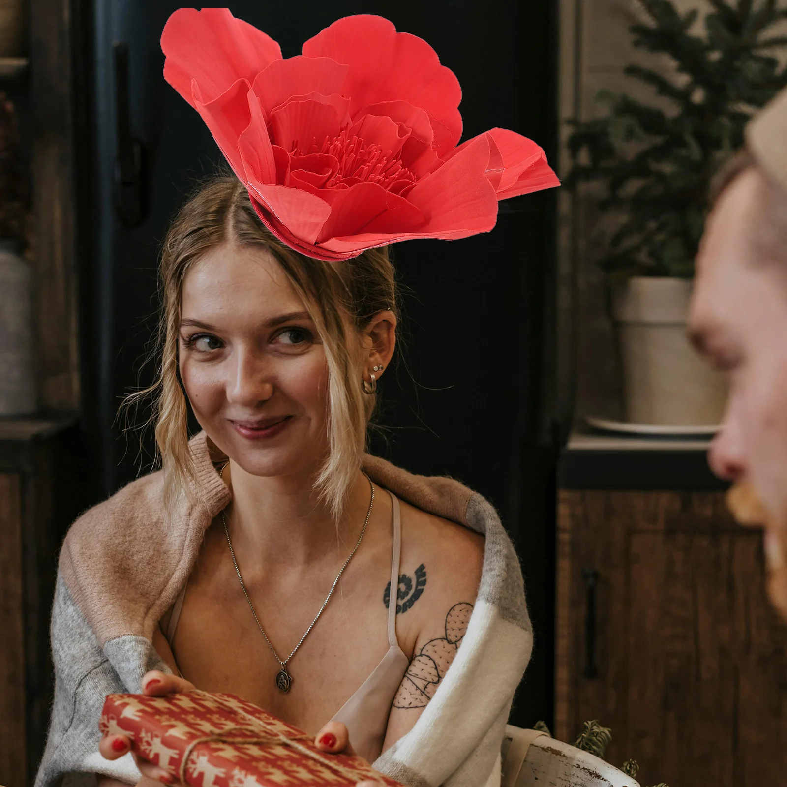 Grote bloem tovenaar voor vrouwen Oversized bloemenhoofdband Vrouwelijk haaraccessoire Verklaring Tea Party Hat Event Wear