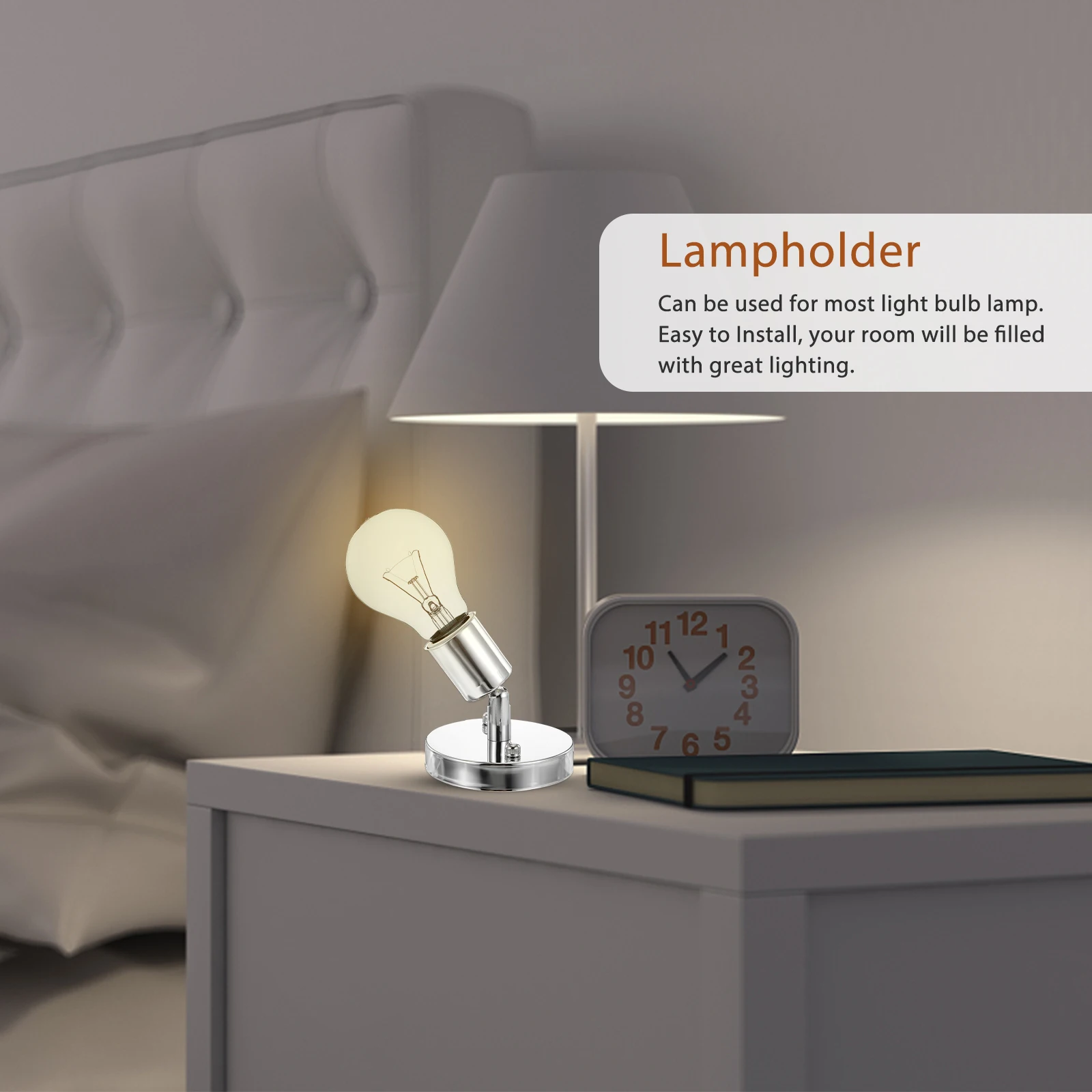 E27 Lamp Holder Rotatable Adapter Bulb Socket Screw Pendant Ceramic Base Light Sockets For Bedroom Reading Room Easy Install