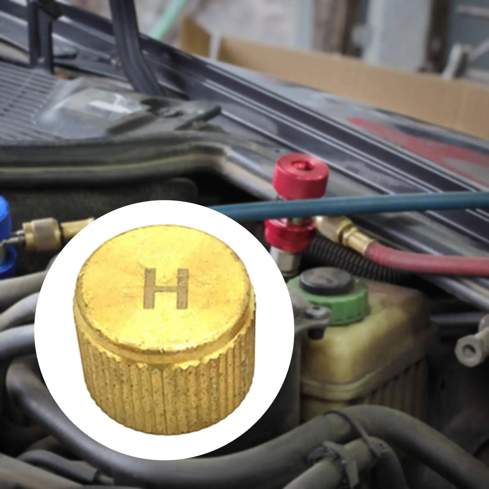 

Car Air Conditioning Service Valve Core Cap Copper Charging Port Cover for 2 Cylinder Air Pump