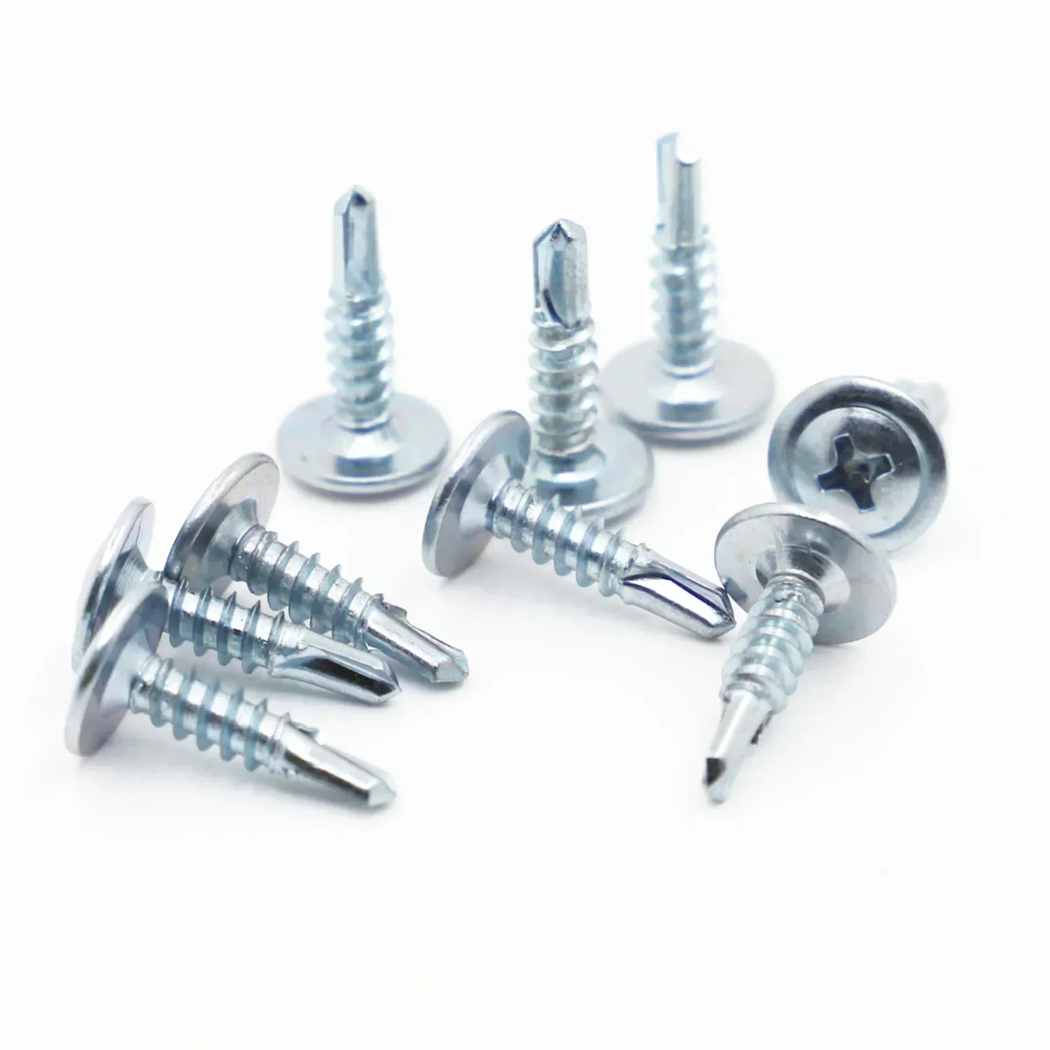 100PCS Zinc Plated Drilling Screws Large Flat Head Self Drilling Screws Cross Drill Tail Screws M4.2