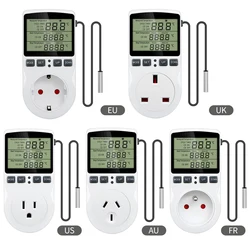 Termostato de enchufe con temporizador, controlador de temperatura Digital, enchufe de la UE, interruptor de temporizador, calefacción, refrigeración, CA 110V ~ 230V