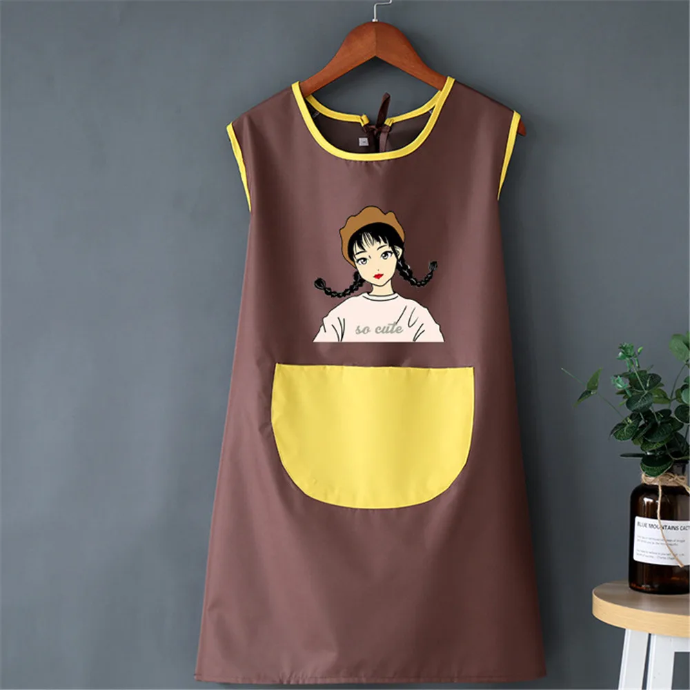 New Style Unisex Cooking Apron Household Cartoon Apron Chef Waiter Barbecue Hairdresser Adult Pocket Apron Kitchen Supplies