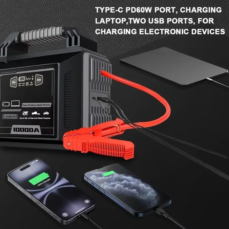 

Truck 10000A Jump Starter - Heavy Fleet Semi Truck Battery Charger Booster