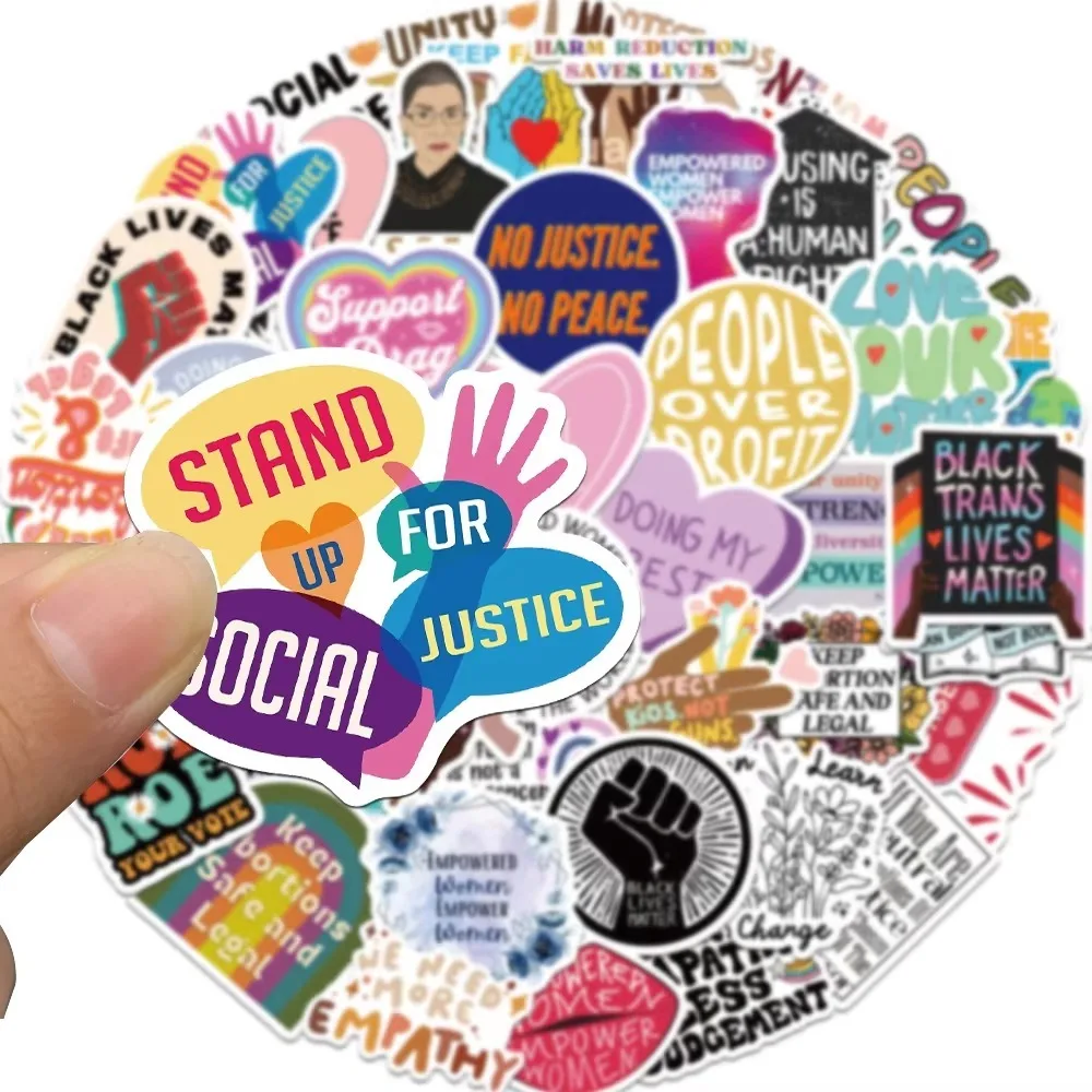 50 قطعة من ملصقات الطاقة النسائية الرائعة للعدالة الاجتماعية الكتابة على الجدران DIY جراب هاتف الكمبيوتر المحمول خوذة لوح التزلج هدية الدراجة