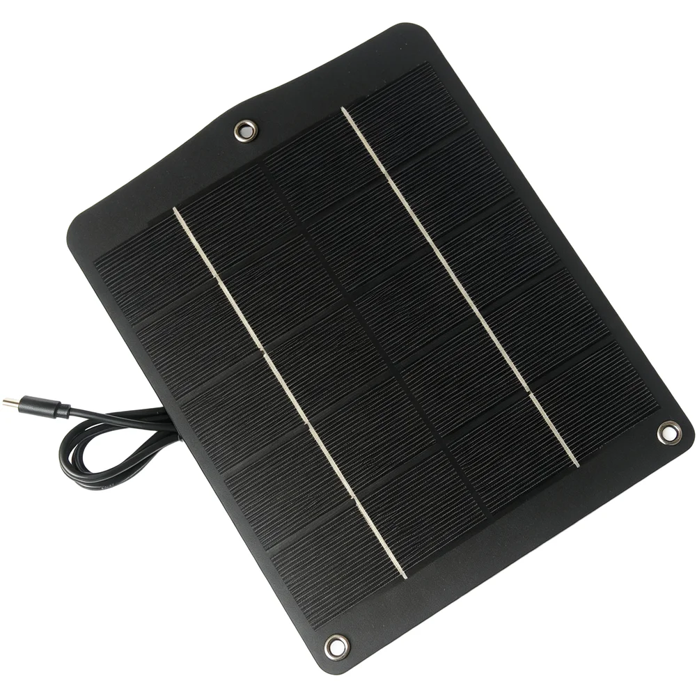 6W 5V USB-C Solar Charging Panel Monocrystalline Silicon Lightweight 109g for Outdoor Camping Backup Power 21x17cm