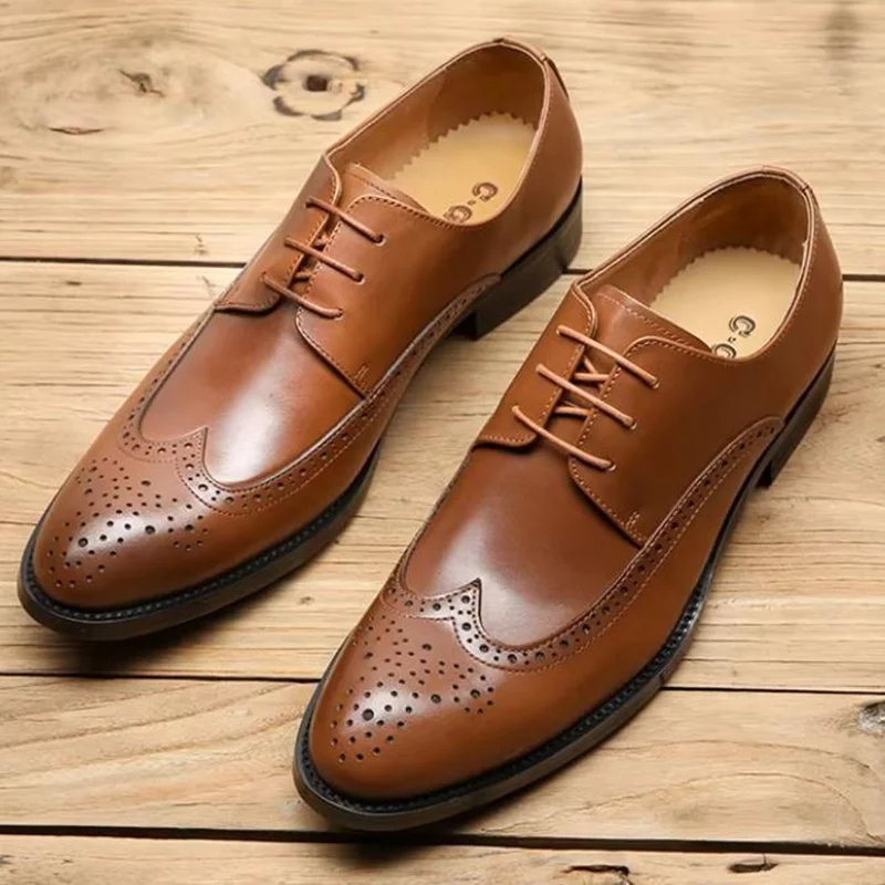 

Новые мужские деловые туфли-броги в британском стиле из натуральной кожи (первый слой), итальянские кожаные туфли для офиса