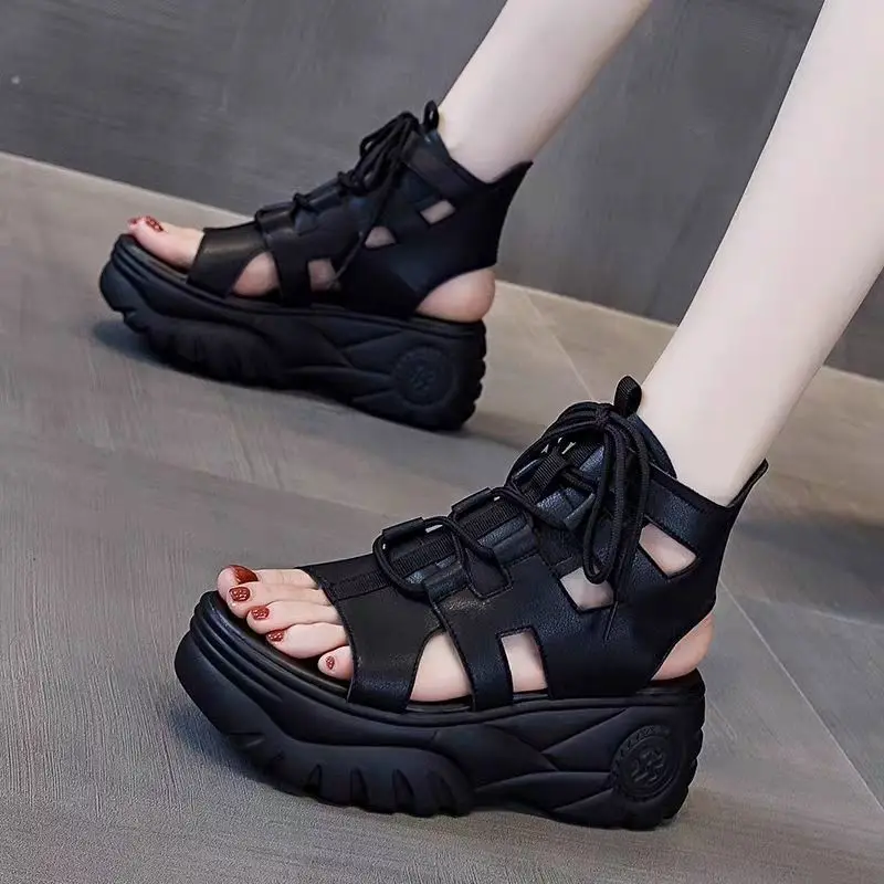 Women\'s Sandals 2023 Rome Sandals Elegant Casual Shoes Woman Soft Water Proof Platform Fashion Gladiator Classic Black Sandalias