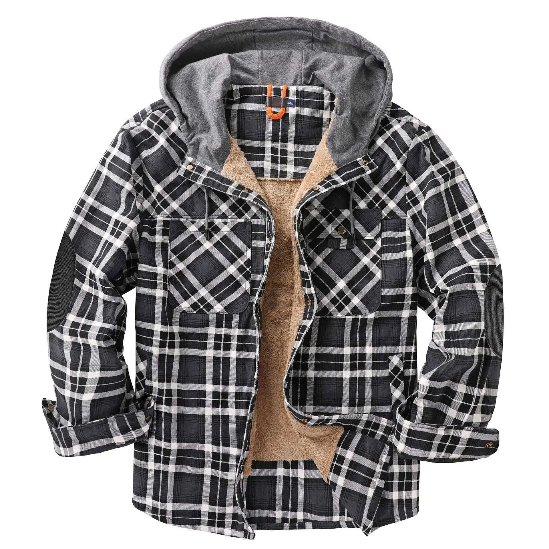 Men's Jacket Plaid Shirt Large Size Thermal Top Coat for Men