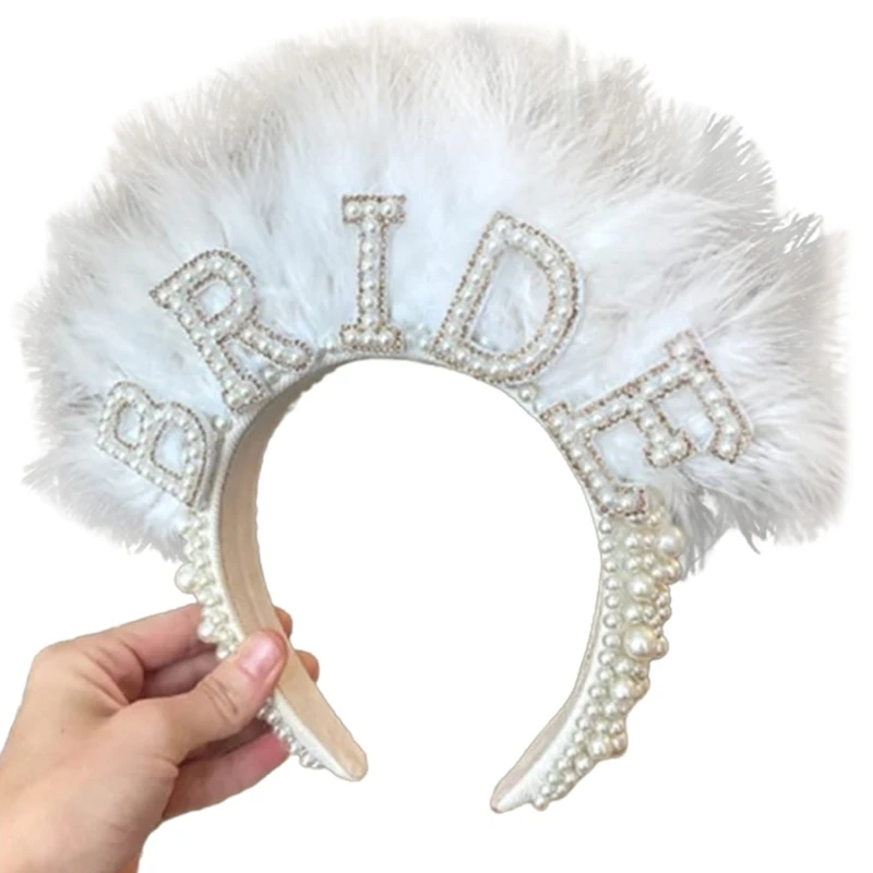 Shinning Pearl Hair Hoop White Baroque Headband with Pearl Decors