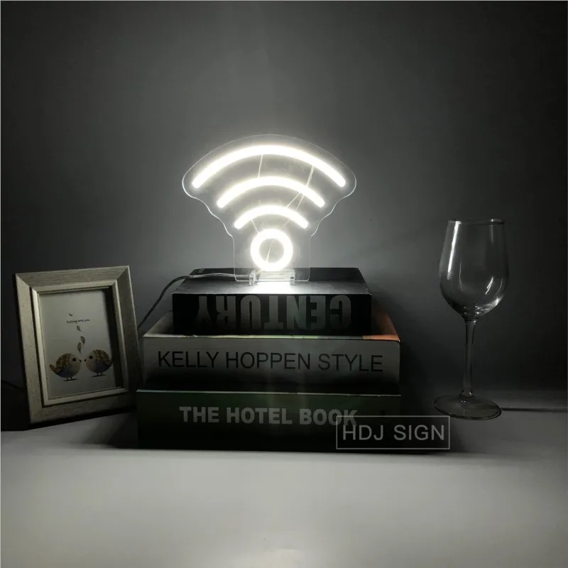 Wifi Design LED Neon Night Light Suitable For Home Bedroom Internet Cafe Table Decor Desk Lamp For Shop Bar  Restaurant Decor