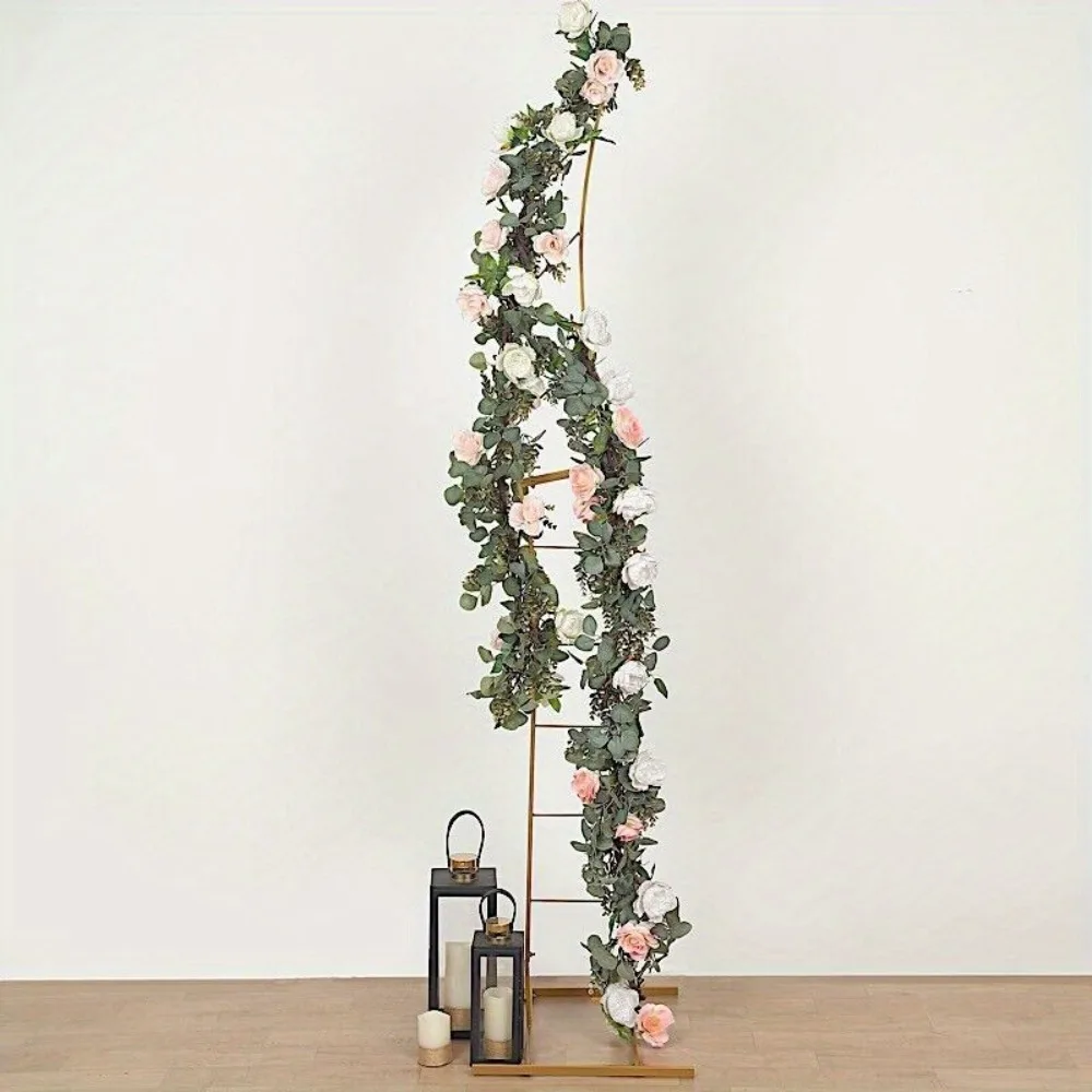 

8 feet Gold Metal Floral Display Frame Curved BACKDROP STAND Wedding Arch Party