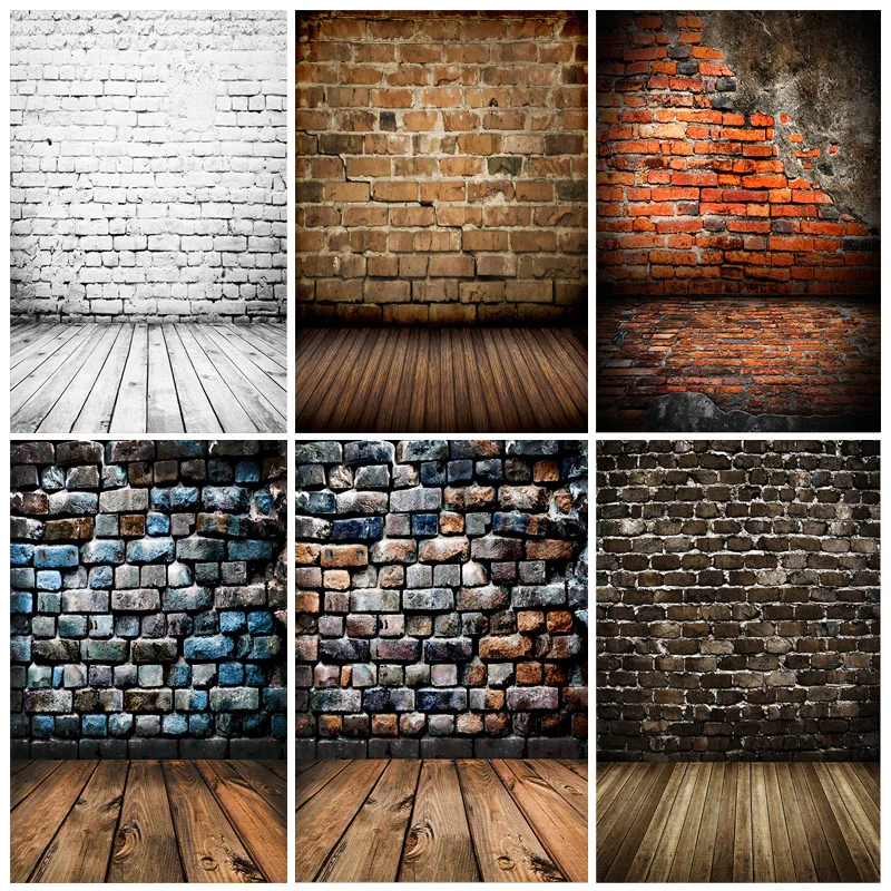 

Vinyl Custom Vintage Brick Wall Wooden Floor Photography Backdrops Graffiti Photo Background Studio Prop 17056 TW-16