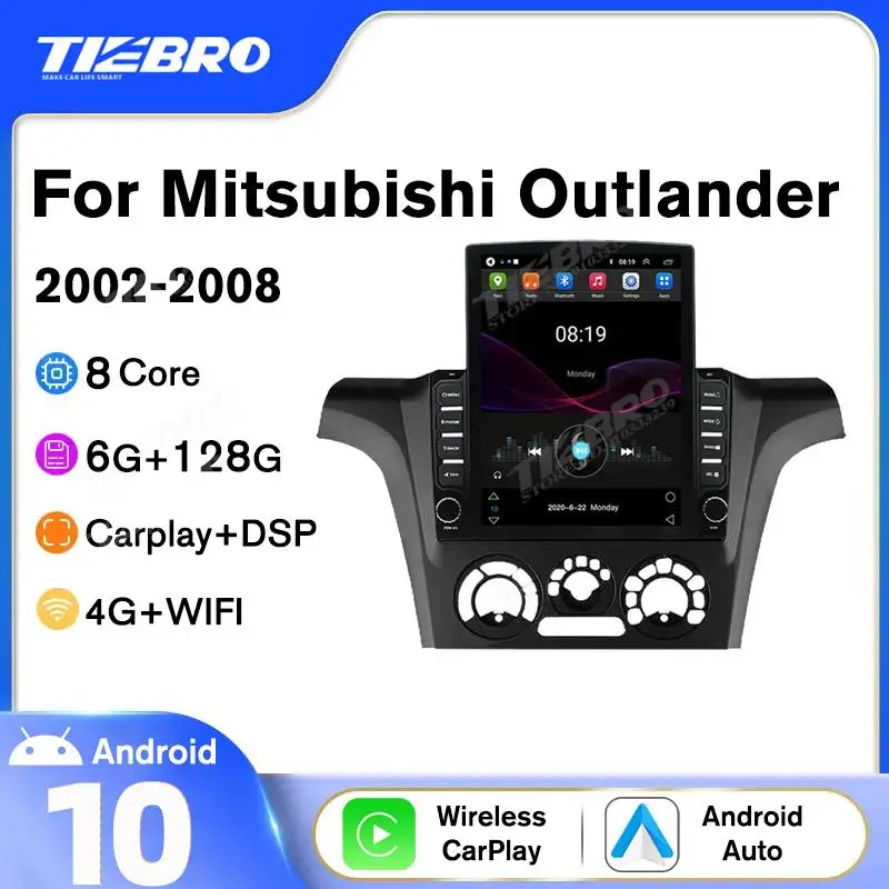 Tiebro Tesla Car Radio For Mitsubishi Outlander 1 2002-2008 Stereo Multimedia Video Player Navigation GPS Android 10 Autoradio