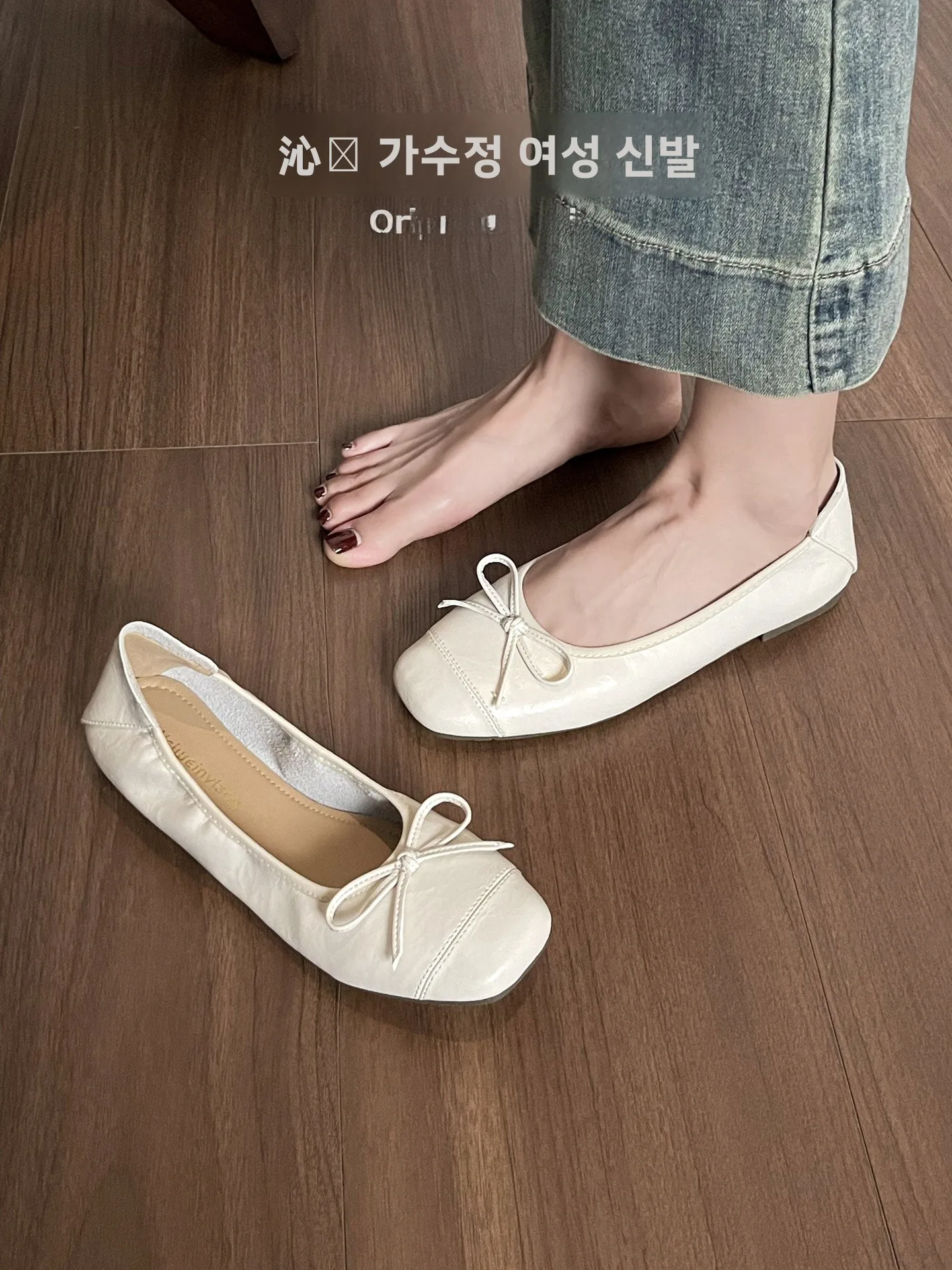 large-size-flat-shoes-knot-soft-bottom-ballet-flats-women's-summer-fashion-single-shoes-slip-on-round-toe-rubber-sole