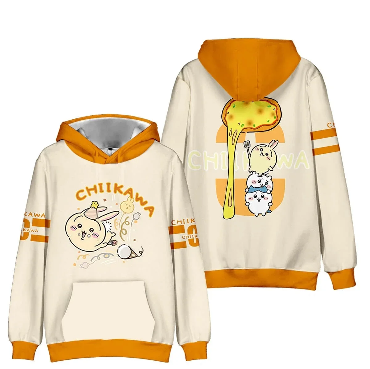 2027 Chiikawa Usagi Hachiware Hoodie Anime Pullover Sweatshirt Langarm Freizeit-Kapuzenpullover Unisex Streetwear Familien-Set – Detail 2