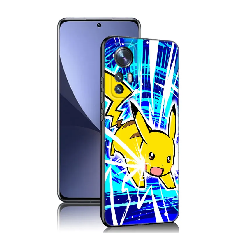 Funda de teléfono de Anime Pikachue p-pokemon para Xiaomi Mi 8 9 SE 10 10T 11 12 13 Lite 9T 11T 12S 12T 13 Pro 11i 12X, funda de silicona negra