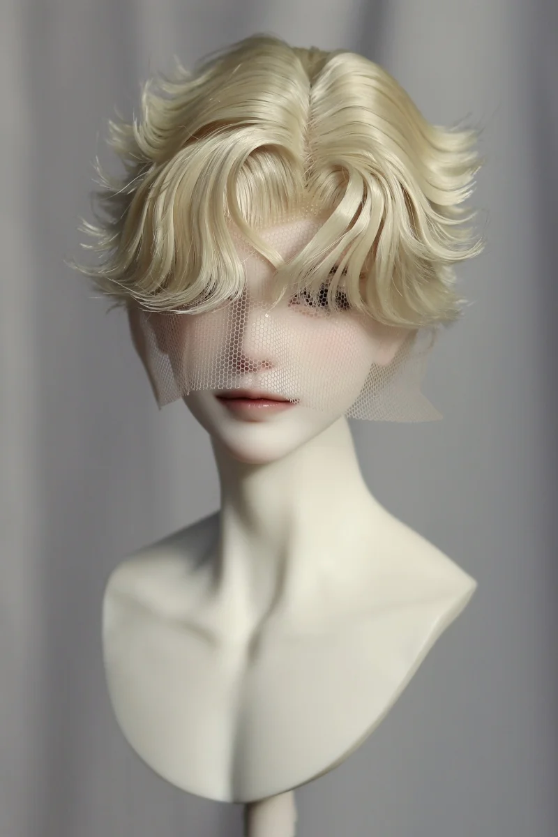 BJD/SD دمية تصفيف شعر مستعار قصير 1/3 بنين وسيم يوميا أحمر أسود فضي الجانب جزء ارتفاع درجة الحرارة الحرير إكسسوارات دمي XC