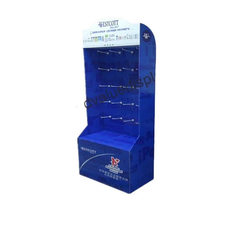 custom.Printing Cardboard Jewelry Necklace Floor Display Racks with Hook