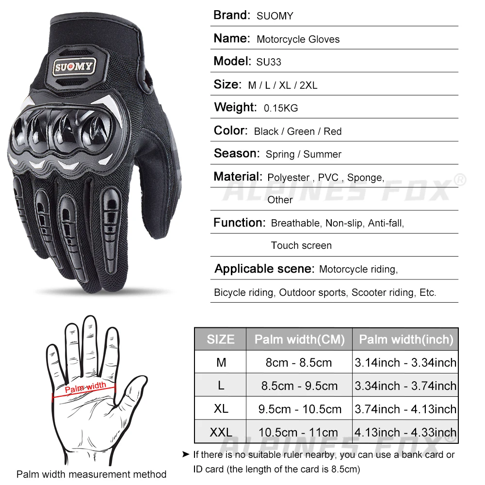 Suomy Motorcycle Gloves Moto Touch Screen Breathable Motorbike Racing Riding Bicycle Protective Guantes Summer Sports for Honda