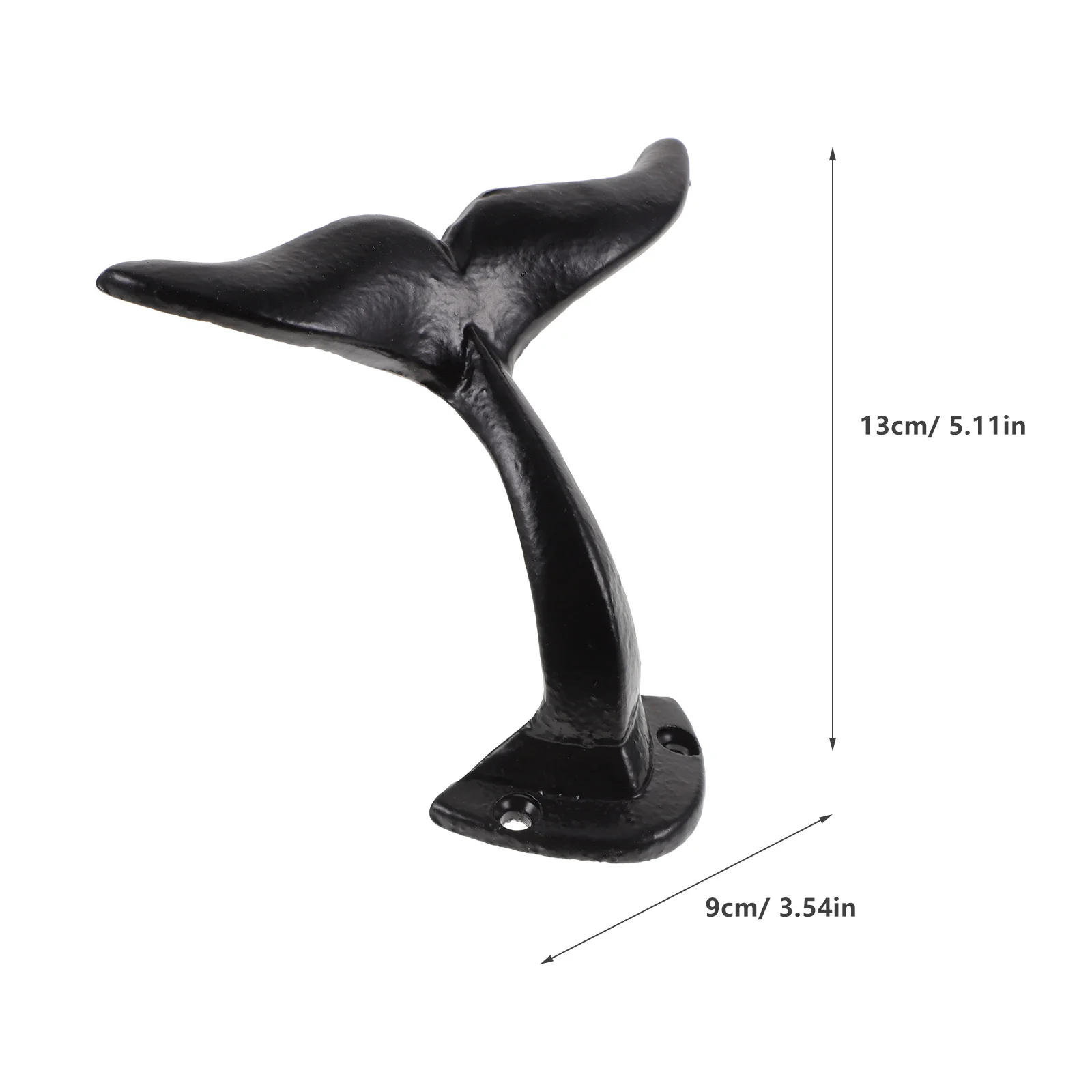 Whale Tail Hook Wall-mounted Design Hook Whale Tail Wall Hanger Coat Clothes Storage Black Metal Iron Whale Tail Hook New