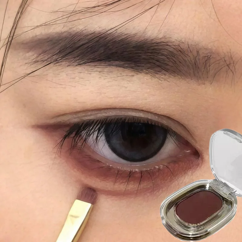 Delineador de ojos monocromático rojo marrón, paleta de sombra de ojos en polvo, mate sedoso, Chocolate, delineador de gusano de seda, maquillaje Aegyo-sal resistente al agua